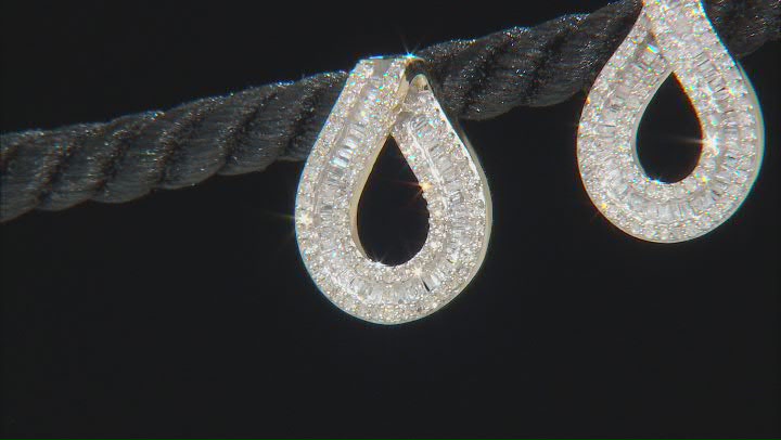 White Diamond 10k Yellow Gold Teardrop Earrings 0.75ctw Video Thumbnail
