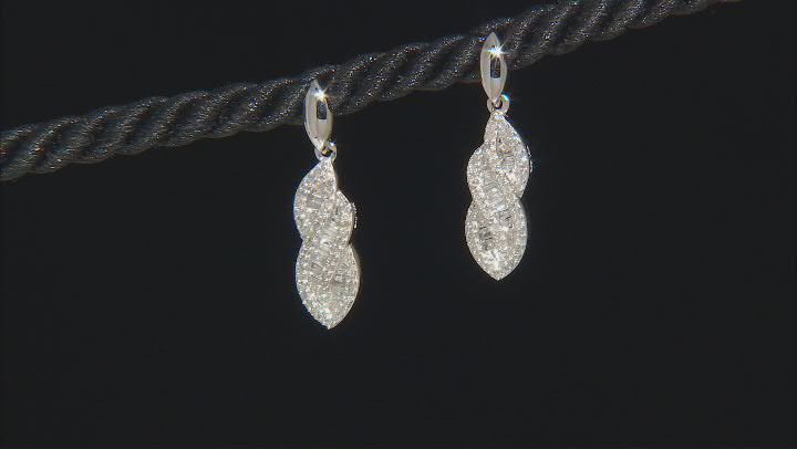 White Diamond 10k White Gold Dangle Earrings 0.45ctw Video Thumbnail