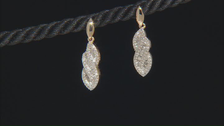 White Diamond 10k Yellow Gold Dangle Earrings 0.45ctw Video Thumbnail