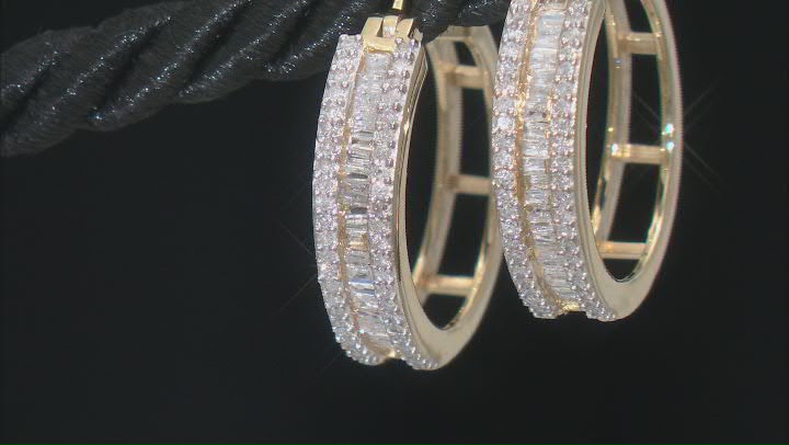 White Diamond 14k Yellow Gold Over Sterling Silver Hoop Earrings 0.65ctw Video Thumbnail