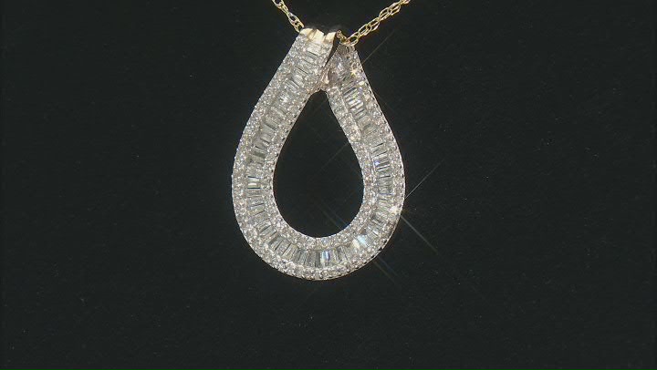 White Diamond 10k Yellow Gold Slide Pendant With 18" Rope Chain 1.00ctw Video Thumbnail