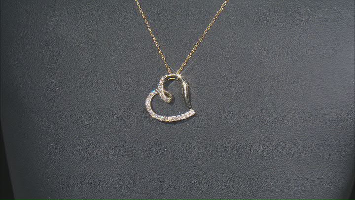 Diamond 10k Yellow Gold Heart Pendant With 18" Rope Chain 0.50ctw Video Thumbnail