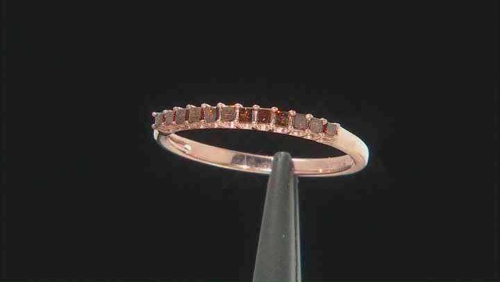 Red Diamond 10k Rose Gold Band Ring 0.33ctw Video Thumbnail