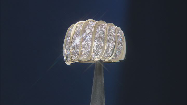 White Diamond 10k Yellow Gold Wide Band Ring 1.75ctw
