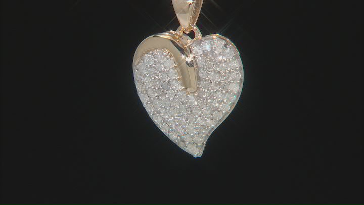 White Diamond 10k Yellow Gold Heart Pendant With 18" Chain 0.65ctw