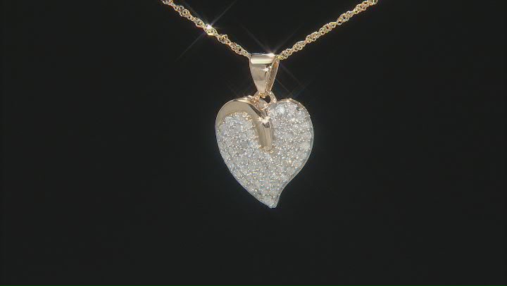White Diamond 10k Yellow Gold Heart Pendant With 18" Chain 0.65ctw