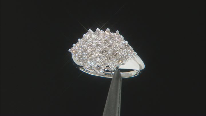 Diamond 10k White Gold Cluster Ring 1.50ctw Video Thumbnail