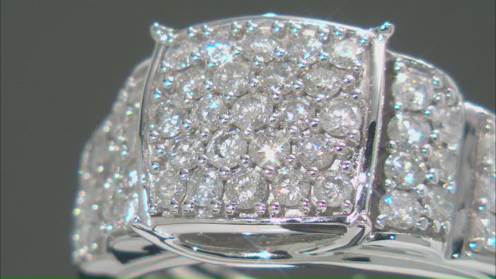 White Diamond 10k White Gold Cluster Ring 1.40ctw Video Thumbnail