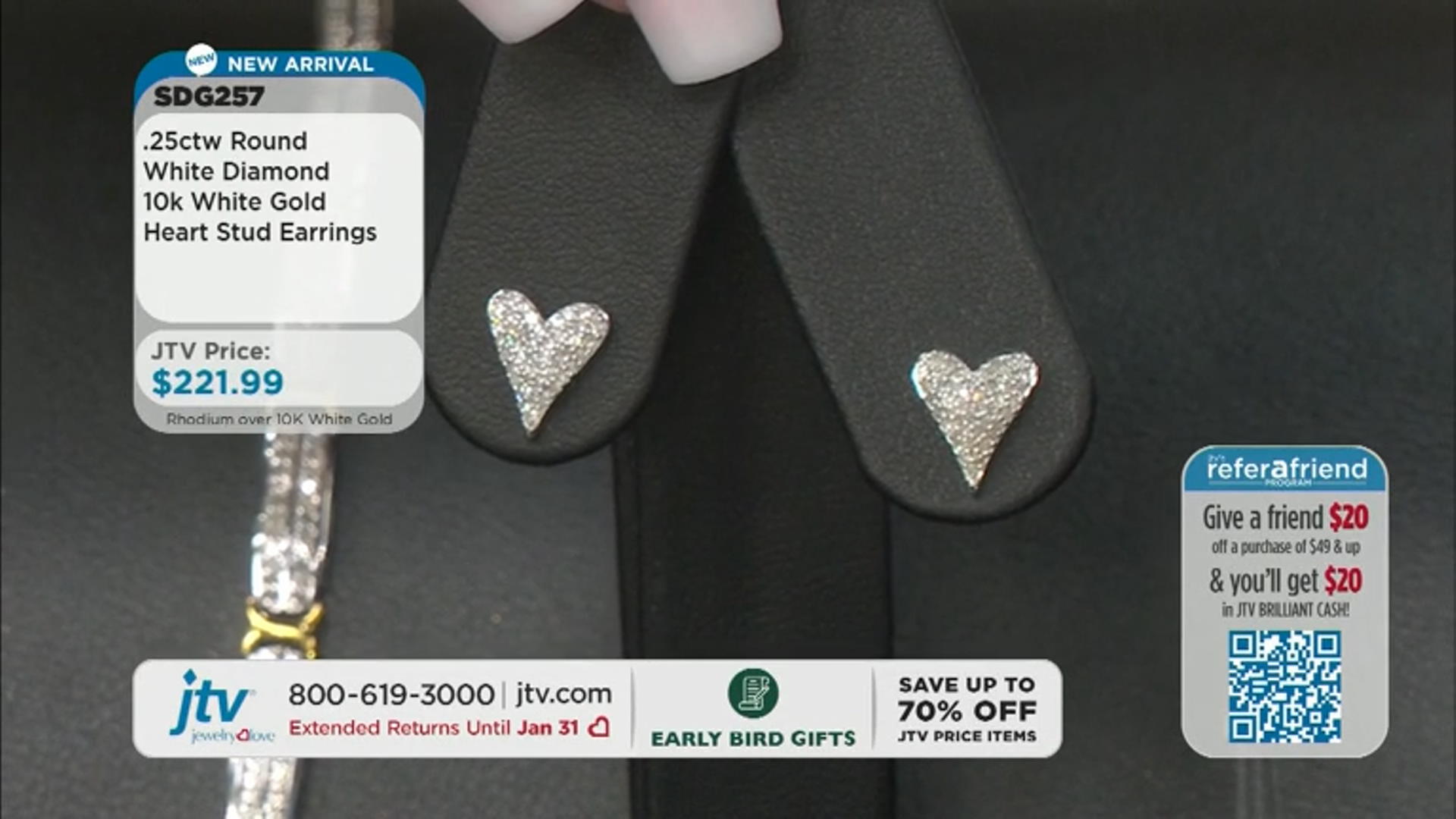 White Diamond 10k White Gold Heart Stud Earrings 0.25ctw Video Thumbnail