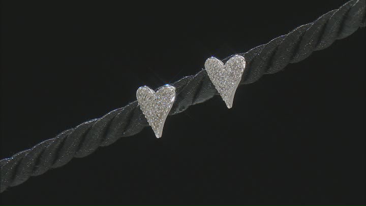 White Diamond 10k White Gold Heart Stud Earrings 0.25ctw Video Thumbnail