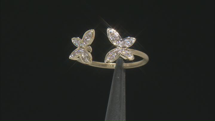 Diamond 10k Yellow Gold Butterfly Cuff Ring 0.20ctw Video Thumbnail