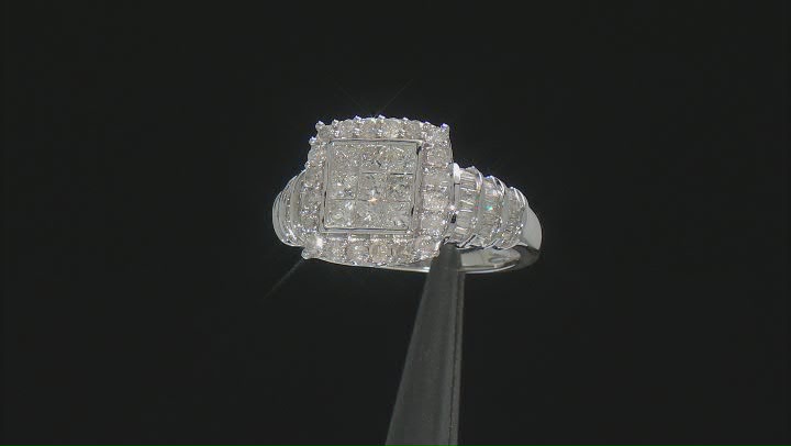 White Diamond 10k White Gold Quad Ring 1.50ctw Video Thumbnail