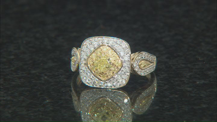 Natural Yellow And White Diamond 14k Yellow Gold Cluster Ring 1.00ctw Video Thumbnail