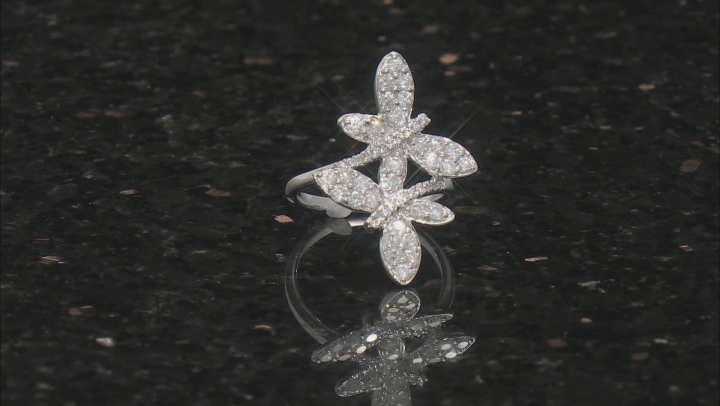White Diamond 10k White Gold Dragonfly Ring 1.00ctw Video Thumbnail