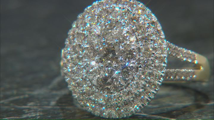 Diamond 10k Yellow Gold Cluster Ring 1.50ctw Video Thumbnail