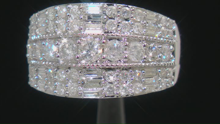 White Diamond 950 Platinum Wide Band Cluster Ring 1.75ctw Video Thumbnail