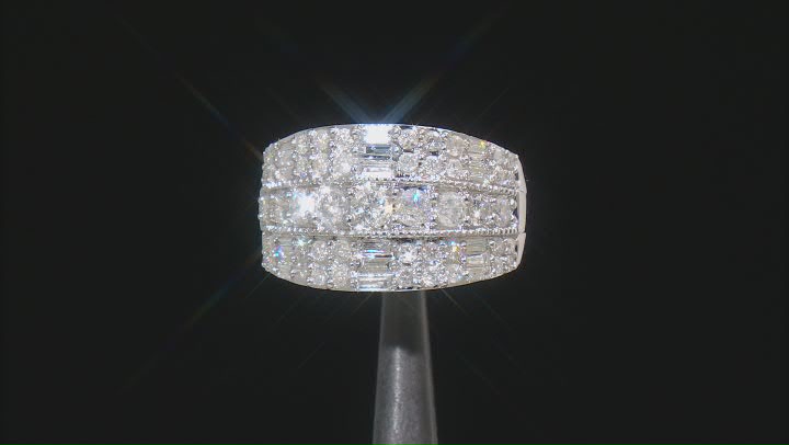 White Diamond 950 Platinum Wide Band Cluster Ring 1.75ctw Video Thumbnail