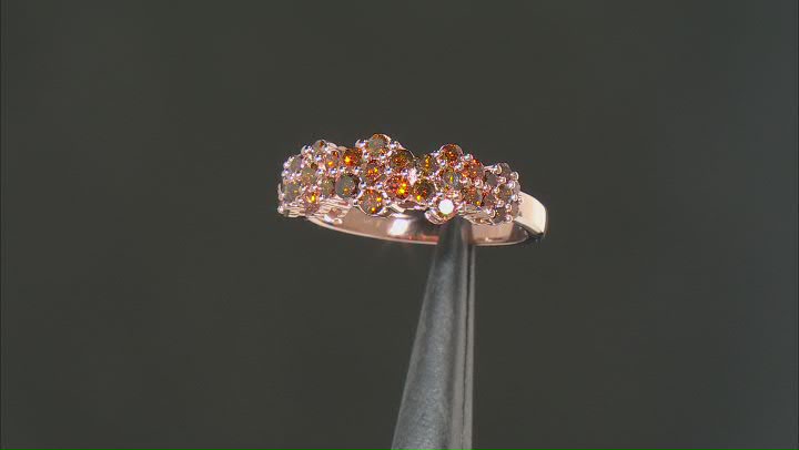 Red Diamond 10k Rose Gold Cluster Band Ring 1.00ctw Video Thumbnail