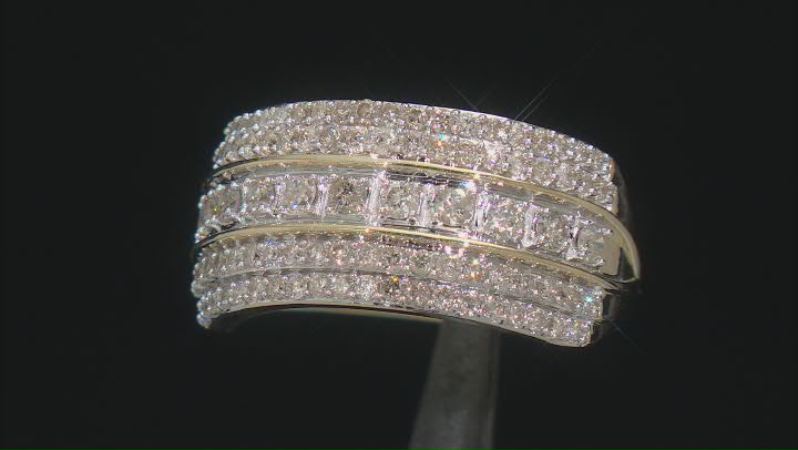 White Diamond 10k Yellow Gold Wide Band Ring 1.00ctw Video Thumbnail