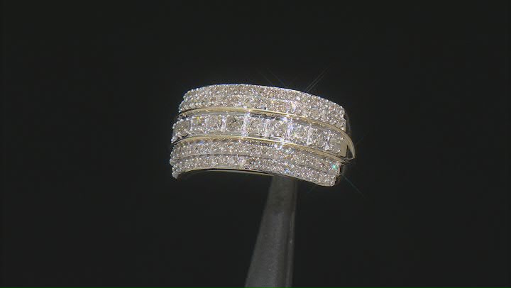 White Diamond 10k Yellow Gold Wide Band Ring 1.00ctw Video Thumbnail