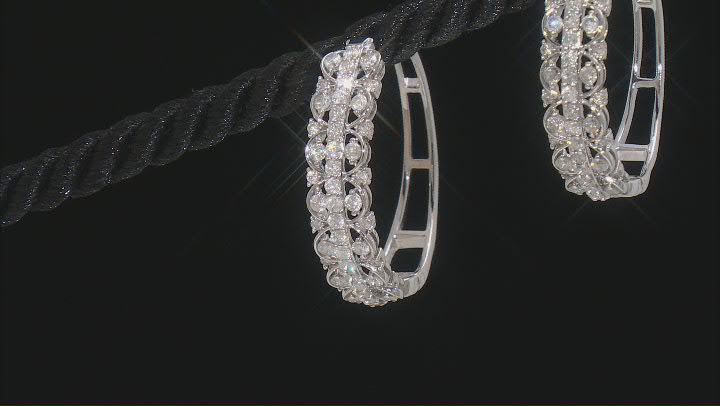 White Diamond 10k White Gold Hoop Earrings 2.00ctw Video Thumbnail