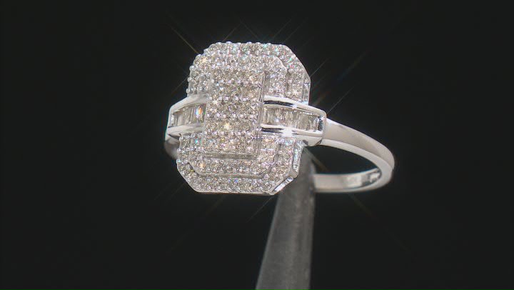 White Diamond 10k White Gold Cluster Ring 0.50ctw Video Thumbnail