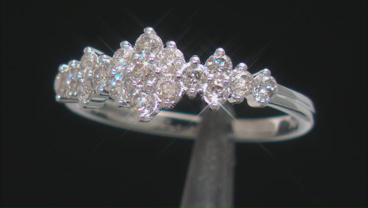 White Diamond 10k White Gold Cluster Band Ring 0.60ctw Video Thumbnail