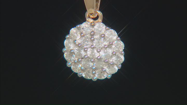 White Diamond 10k Yellow Gold Cluster Pendant With 18" Rope Chain 0.70ctw Video Thumbnail