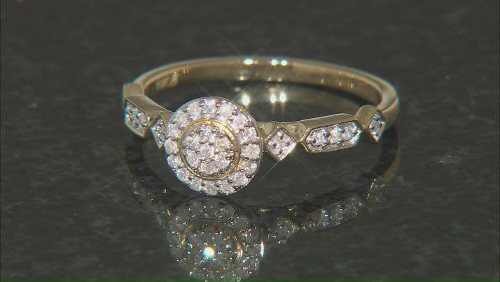 White Diamond 10k Yellow Gold Halo Ring 0.20ctw Video Thumbnail