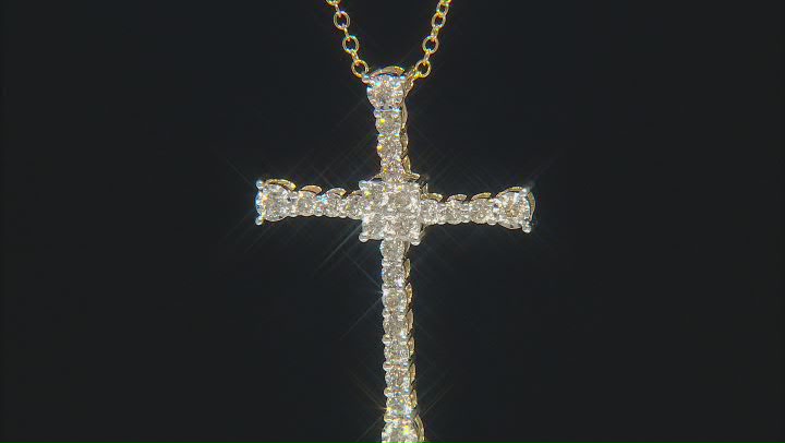 Diamond 10k Yellow Gold Cross Slide Pendant With 19" Cable Chain 1.00ctw Video Thumbnail