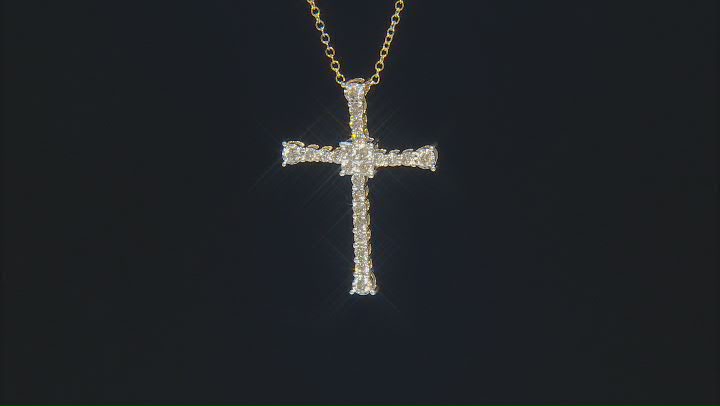 Diamond 10k Yellow Gold Cross Slide Pendant With 19" Cable Chain 1.00ctw Video Thumbnail