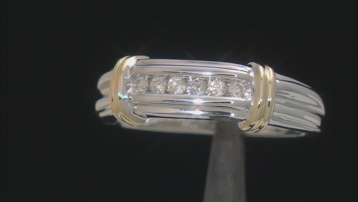 White Diamond 10k Two-Tone Gold Mens Band Ring 0.15ctw Video Thumbnail
