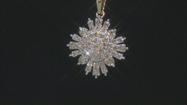 Diamond 10k Yellow Gold Cluster Pendant With 19" Cable Chain 1.00ctw Video Thumbnail