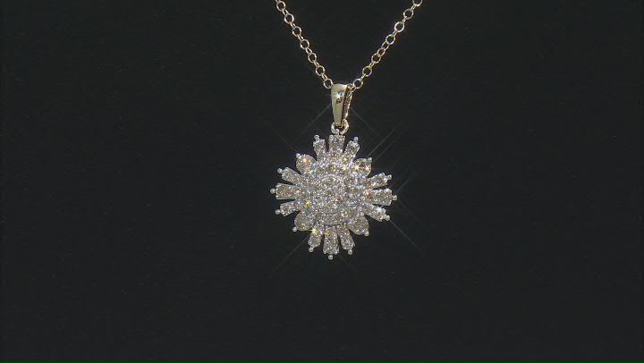 Diamond 10k Yellow Gold Cluster Pendant With 19" Cable Chain 1.00ctw Video Thumbnail