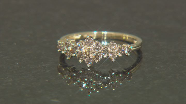 Champagne Diamond 10k Yellow Gold Cluster Band Ring 0.65ctw Video Thumbnail