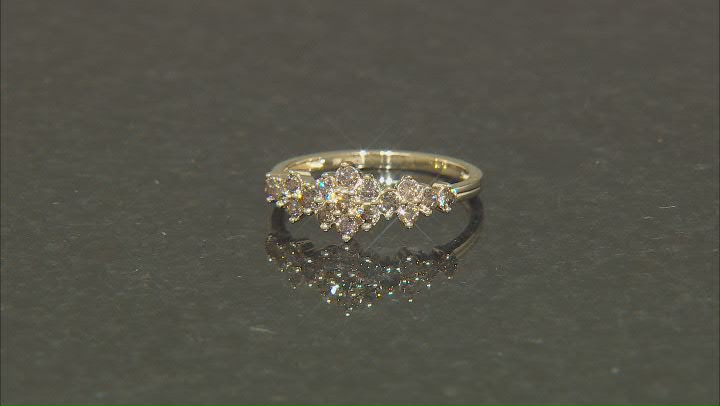 Champagne Diamond 10k Yellow Gold Cluster Band Ring 0.65ctw Video Thumbnail