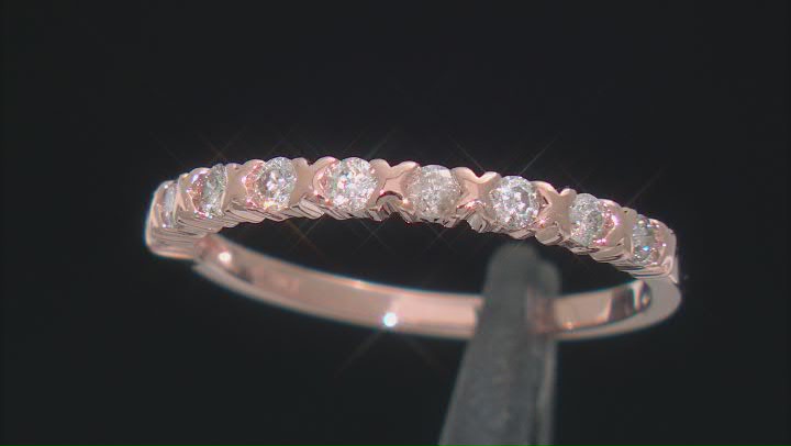 White Diamond 10k Rose Gold Band Ring 0.35ctw Video Thumbnail