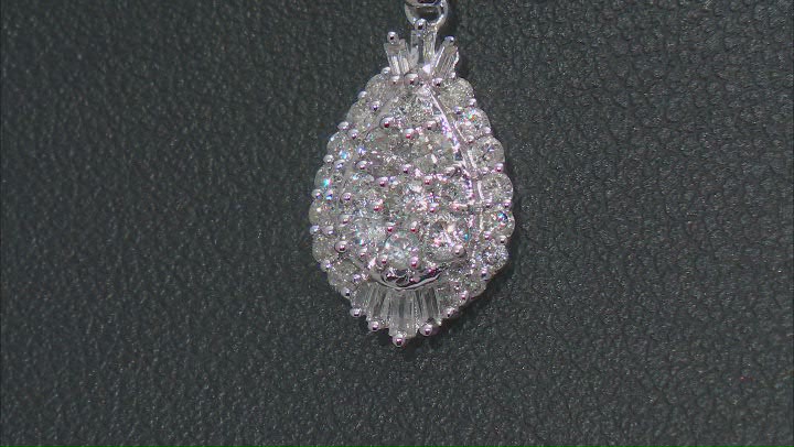 White Diamond 10k White Gold Cluster Pendant With 18" Rope Chain 0.50ctw Video Thumbnail