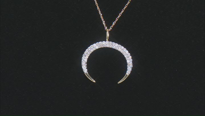 White Diamond 10k Yellow Gold Drop Pendant With 18" Rope Chain 0.25ctw Video Thumbnail