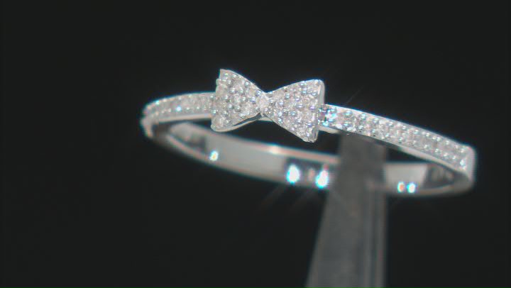 White Diamond 10k White Gold Bow Tie Band Ring 0.10ctw Video Thumbnail