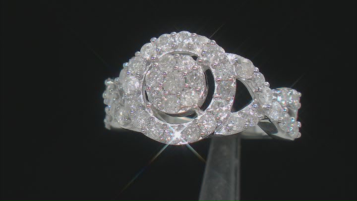 White Diamond 10k White Gold Halo Ring 1.60ctw Video Thumbnail