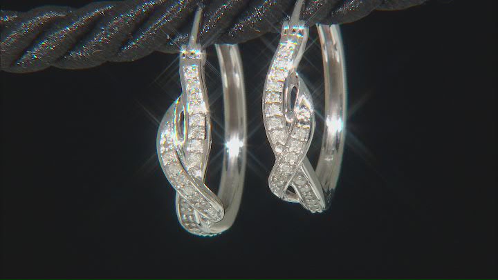White Diamond 10k White Gold Hoop Earrings 0.20ctw Video Thumbnail