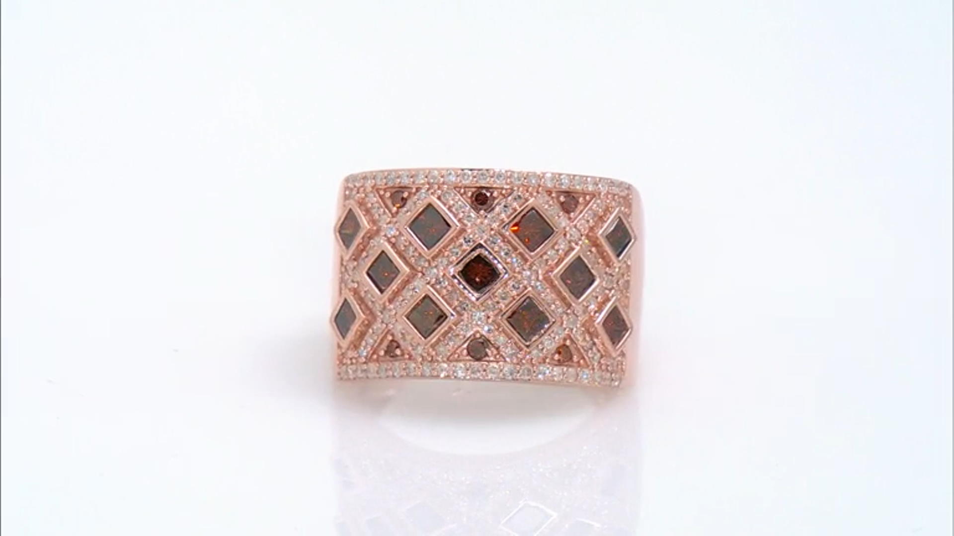 Red And White Diamond 10k Rose Gold Wide Band Ring 1.50ctw Video Thumbnail
