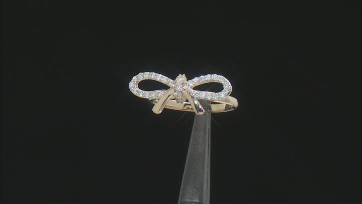 White Diamond 10k Yellow Gold Bow Ring 0.35ctw Video Thumbnail