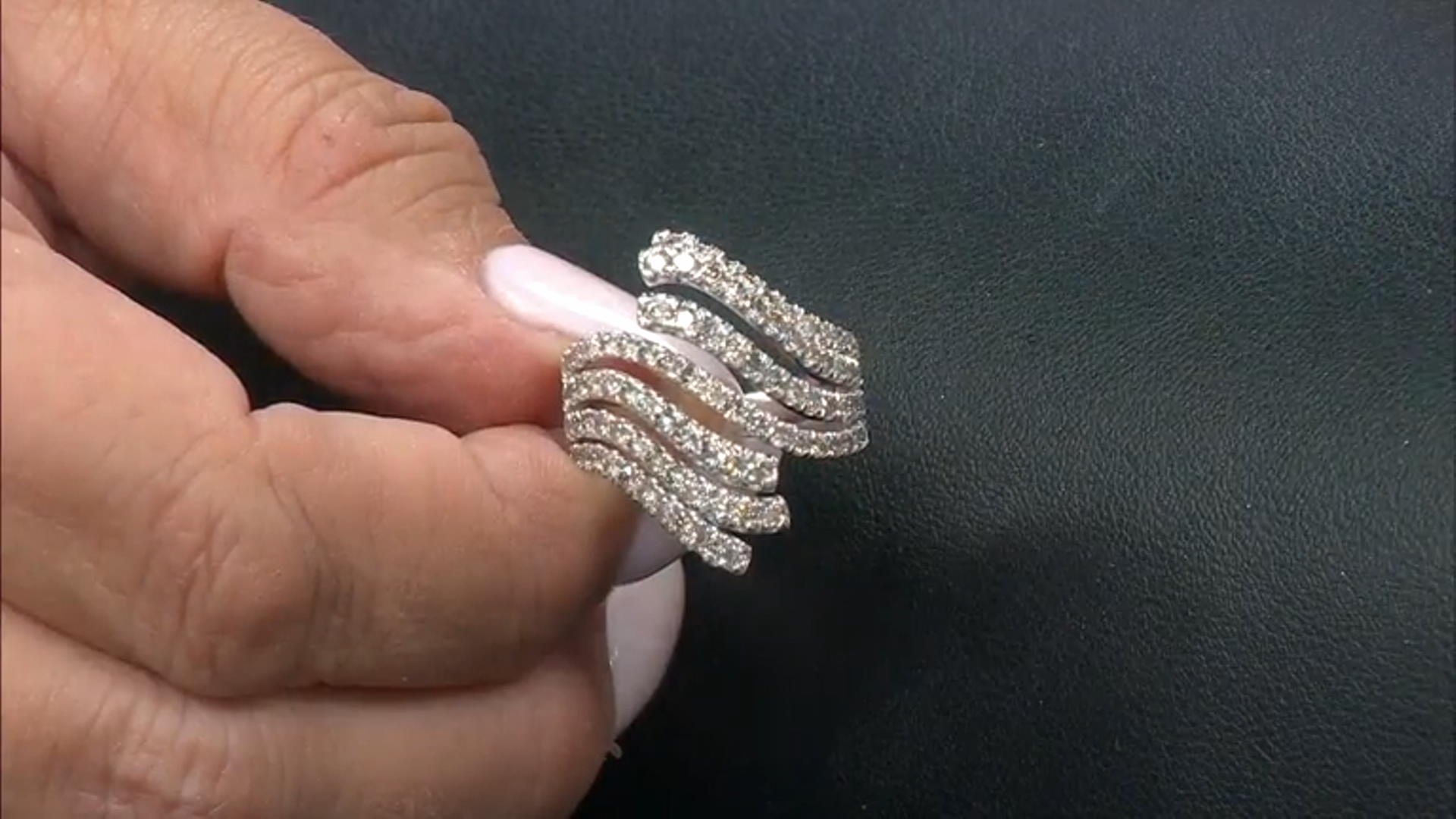 White Diamond 10k White Gold Bypass Ring 2.00ctw Video Thumbnail
