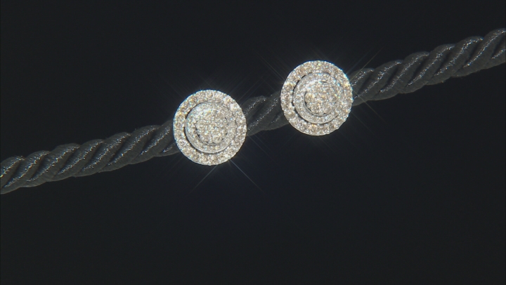 Diamond 10k White Gold Cluster Earrings 1.00ctw Video Thumbnail