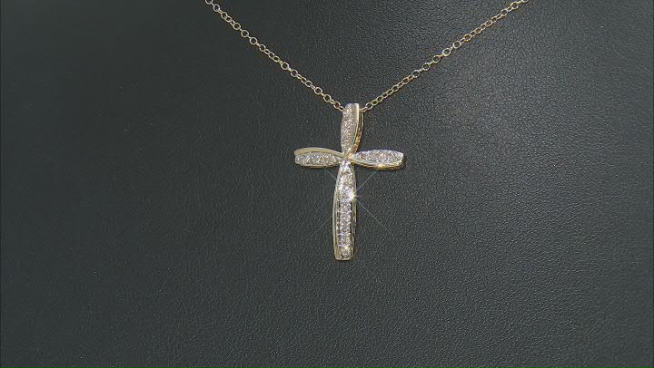 Diamond 10k Yellow Gold Cross Slide Pendant   With 19" Cable Chain 0.50ctw Video Thumbnail