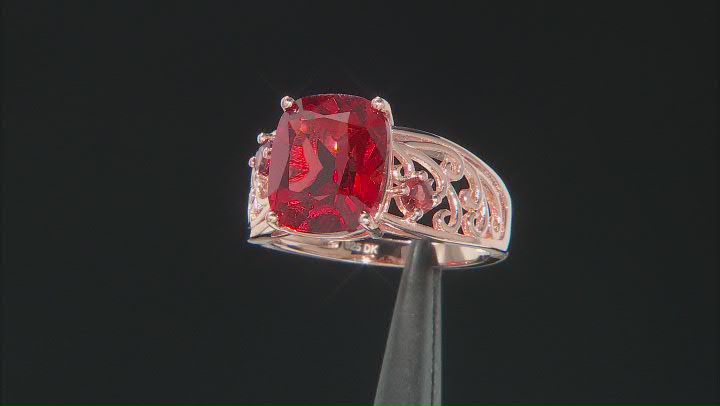 Orange Lab Created Padparadscha Sapphire 18K Rose Gold Over Sterling Silver Ring 5.81ctw Video Thumbnail