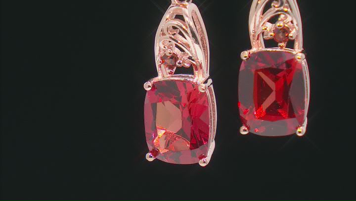 Orange Lab Created Padparadscha Sapphire 18k Rose Gold Over Silver Earrings 6.05ctw Video Thumbnail