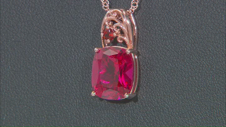 Orange Lab Created Padparadscha Sapphire 18k Rose Gold Over Silver Pendant Chain 5.71ctw Video Thumbnail